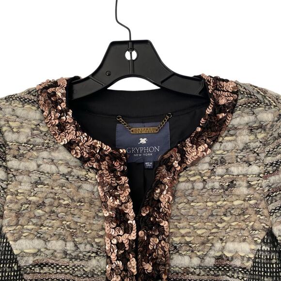 Gryphon Elle Tweed Metallic Wool Black Cream Jacket Blazer size XS - Picture 2 of 9